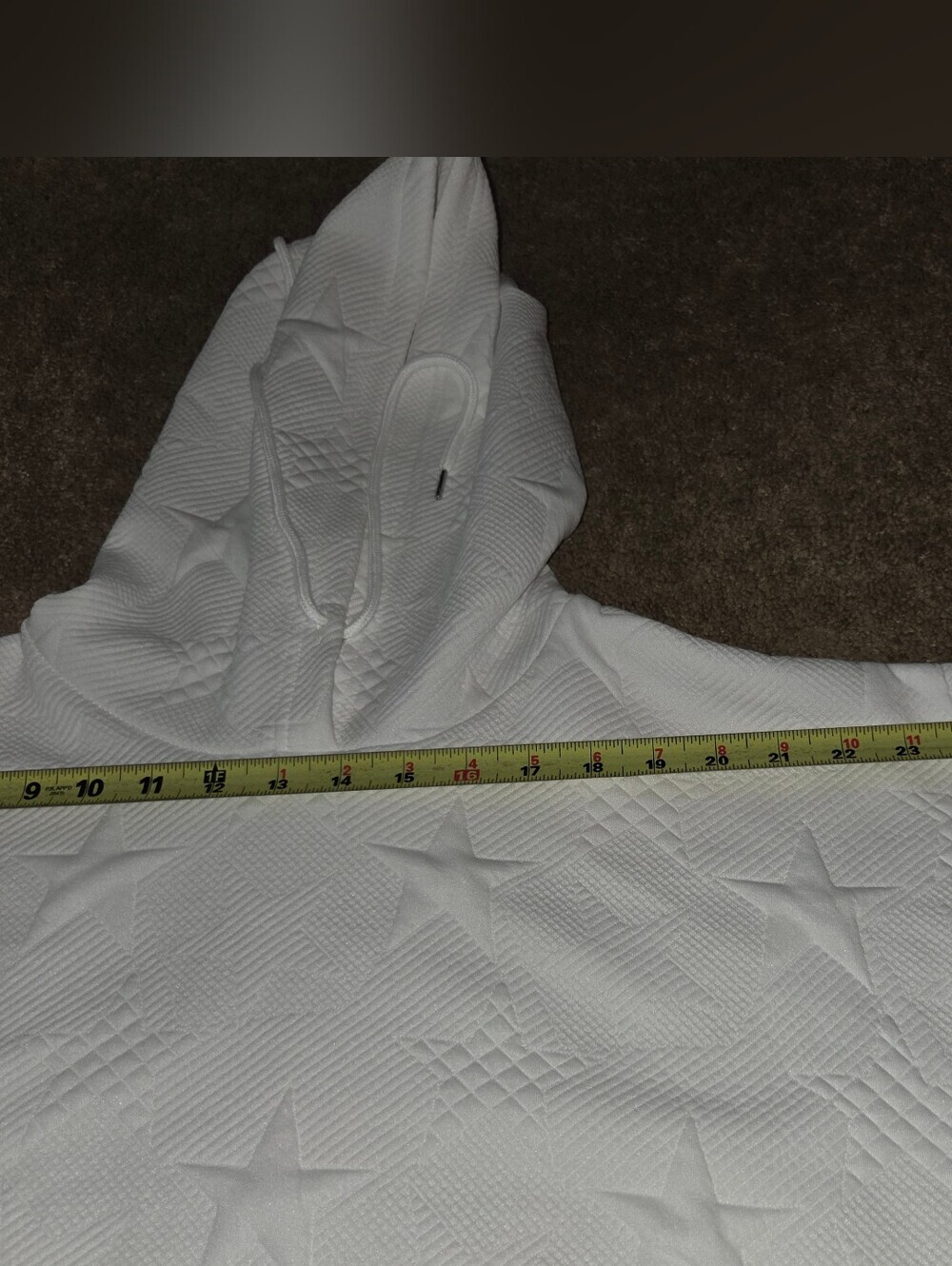 Cozy White Star-Textured Hoodie - Picture 6 of 10